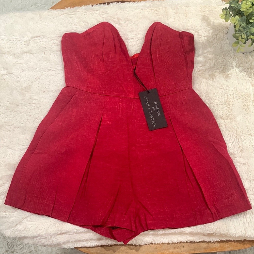 NWT Kendall & Kylie for Topshop Dressy Red Strapless Romper